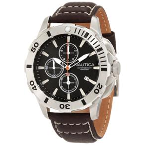 Relógio Masculino Nautica N18643G BFD 101 Pulseira em Couro / a Prova D' Água