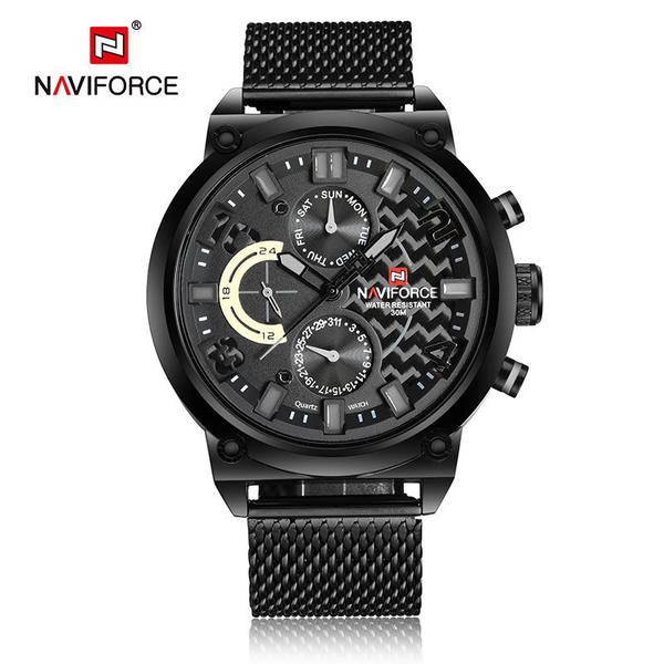 Relógio Masculino Naviforce 9068 BGYB Pulseira em Aço - Preto e Cinza