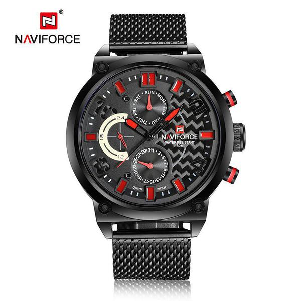 Relógio Masculino Naviforce 9068 - Preto e Vermelho