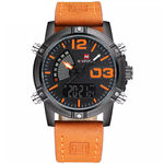 Relógio Masculino Naviforce 9095 Analógico e Digital - Marrom e Laranja