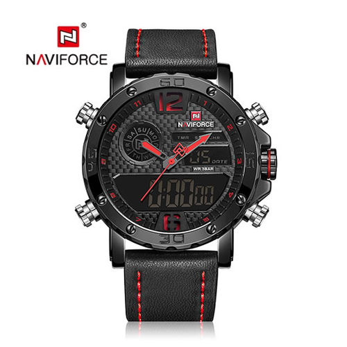 Relógio Masculino Naviforce 9134 - Preto Vermelho