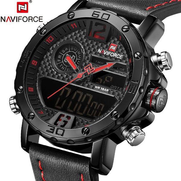 Relógio Masculino Naviforce Esportivo Militar Pulseira Couro 9134