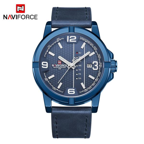 Relógio Masculino Naviforce NF 9177 BEWBE Pulseira em Couro Azul - Curren