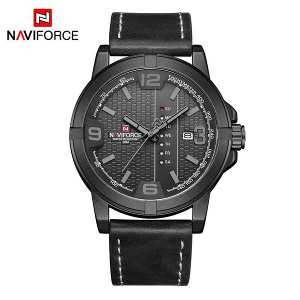 Relógio Masculino Naviforce NF 9177 BGYB Pulseira em Couro Preto - Curren