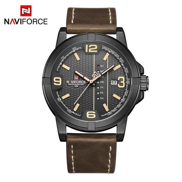 Relógio Masculino Naviforce NF 9177 BYDBN Pulseira em Couro Preto - Curren