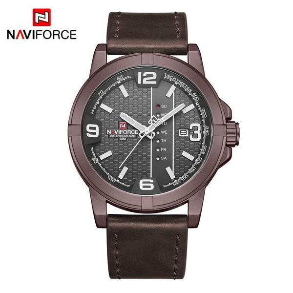 Relógio Masculino Naviforce NF 9177 CEWCE Pulseira em Couro Marsala - Curren