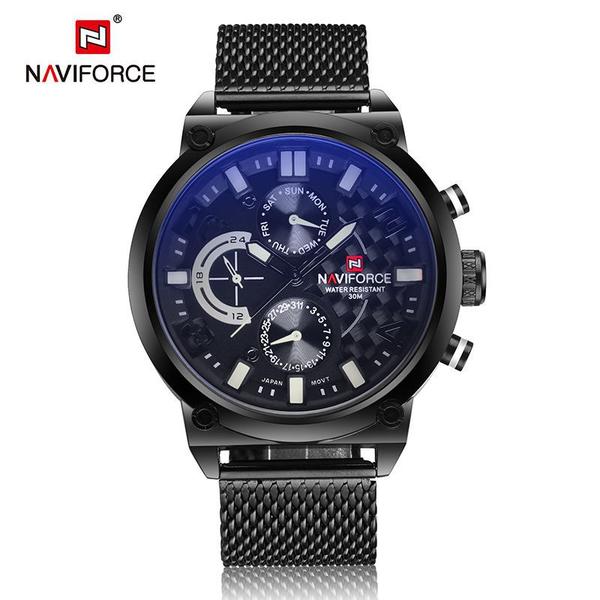 Relógio Masculino Naviforce NF9068S BWB Preto e Branco
