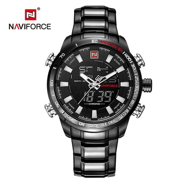 Relógio Masculino Naviforce NF9093 BBW Preto e Branco