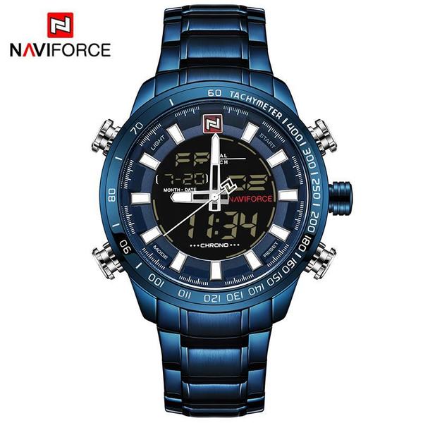 Relógio Masculino Naviforce NF9093 BEBE Azul e Preto