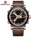 Relógio Masculino Naviforce NF9132 RGRGBN Pulseira em couro Marrom e Dourado Rose