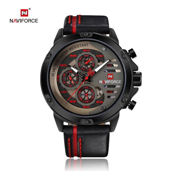 Relógio Masculino Naviforce NF9110 BRB - Preto e Vermelho