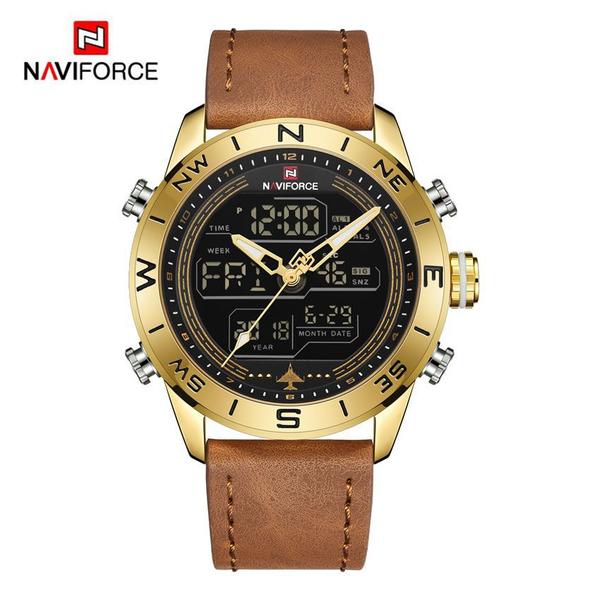 Relógio Masculino Naviforce NF9144 GGLBN - Marrom e Dourado
