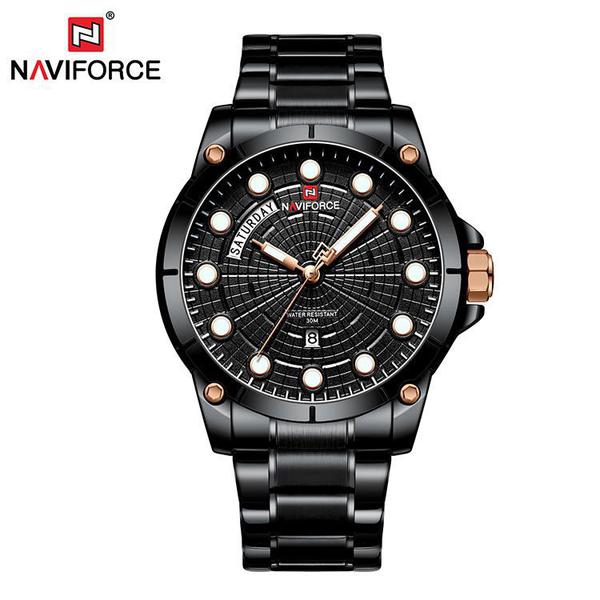 Relógio Masculino Naviforce NF9152 BB Pulseira em Aço Preto - Curren
