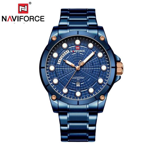 Relógio Masculino Naviforce NF9152 BEBE Pulseira em Aço Azul - Curren