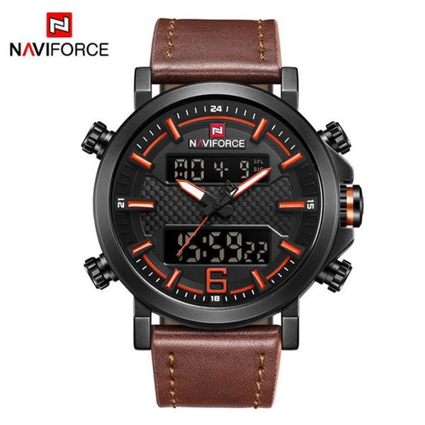 Relógio Masculino Naviforce NF9135 BOLBN - Marrom e Laranja