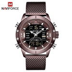 Relógio Masculino Naviforce NF9153 CECE Pulseira em Aço Marsala e Dourado Rose