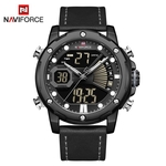 Relógio Masculino Naviforce NF9172 BGYB Pulseira em Couro Preto e Cinza