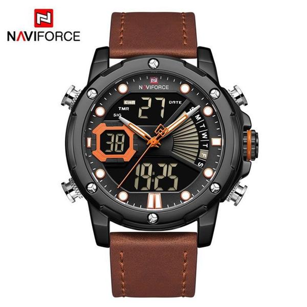 Relógio Masculino Naviforce NF9172 BOLBN Pulseira em Couro Marrom - Curren