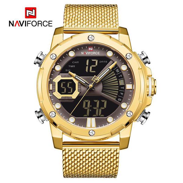 Relógio Masculino Naviforce NF9172S GCEG Aço Inox - Dourado