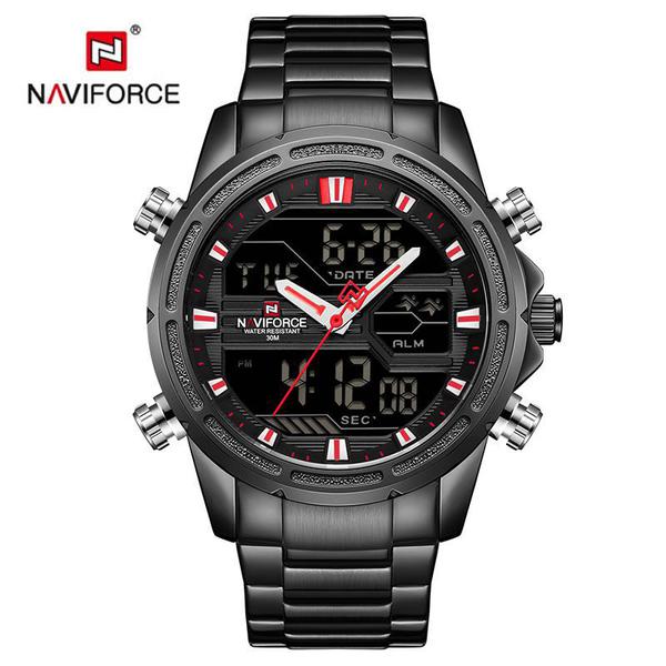 Relógio Masculino Naviforce NF9138S BBR - Preto e Vermelho