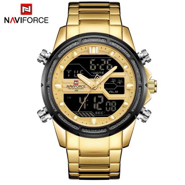 Relógio Masculino Naviforce NF9138S GG Pulseira em Aço Dourado - Curren