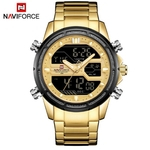 Relógio Masculino Naviforce NF9138S GG Pulseira em Aço Dourado