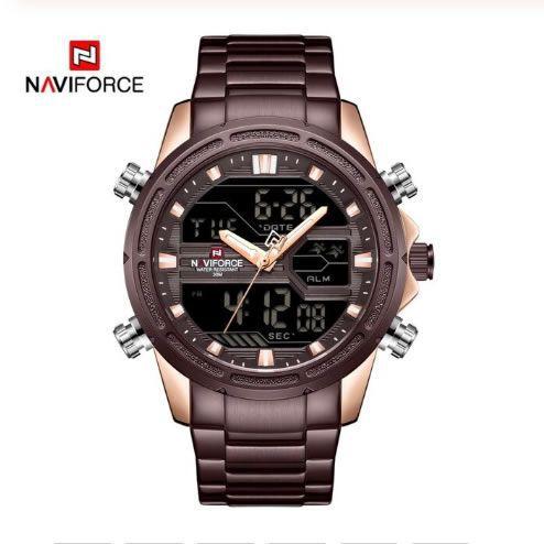 Relógio Masculino Naviforce NF9138S RGCE Pulseira em Aço Marsala e Dourado Rose - Curren