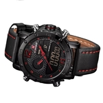 Relogio Masculino Naviforce Pulseira Couro Preto Vermelho