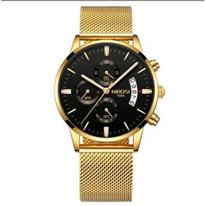 Relógio Masculino Nibosi Dourado Aço 100% Funcional
