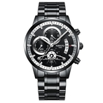 Relógio Masculino NIBOSI Quartz Relógio Men 2309-1 Banda de aço impermeável completa