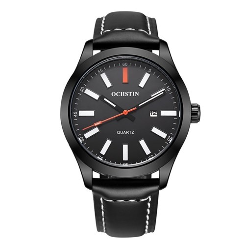 Relógio Masculino Ochstin Casual Luxo Pulseira Couro Preto