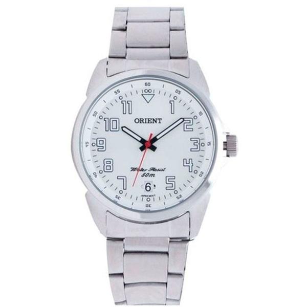 Relógio Masculino Orient Pulseira de Aço Mostrador Branco