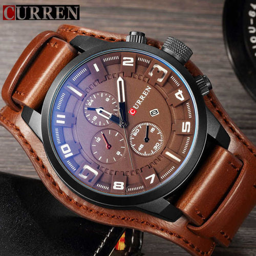 Relógio Masculino Original Curren 8225 Marrom Bracelete Couro