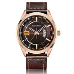 Relógio Masculino Original Curren Dourado Pulseira De Couro