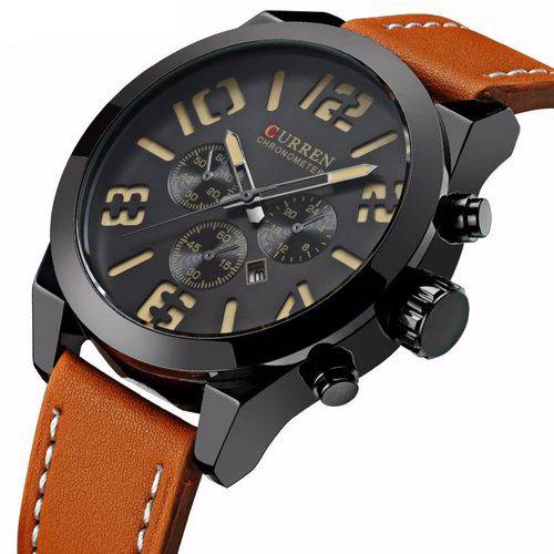 Relógio Masculino Original Curren Militar Pulseira em Couro