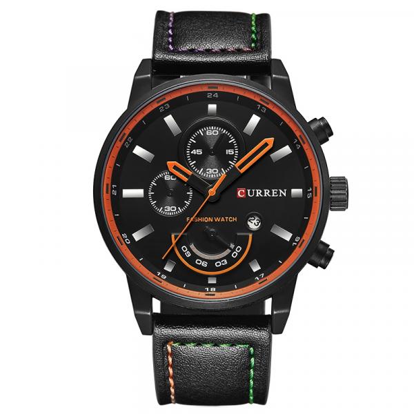 Relógio Masculino Original Curren Pulseira de Couro Aço Inox