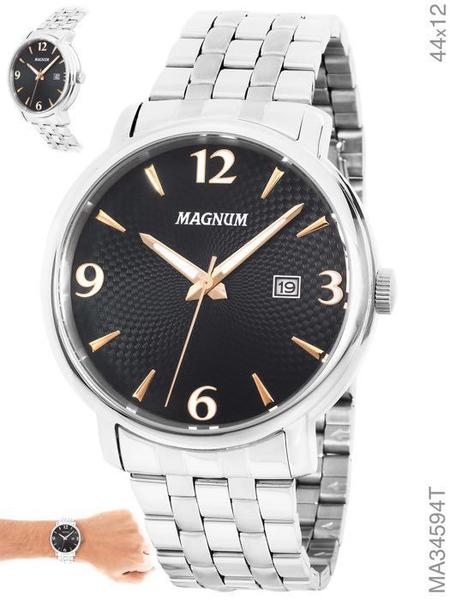 Relógio Masculino Original Magnum Prata Prateado Garantia