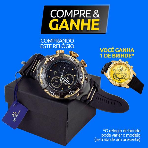Relógio Masculino Orizom Preto Dourado + Caixa + Garantia + Nota Fiscal