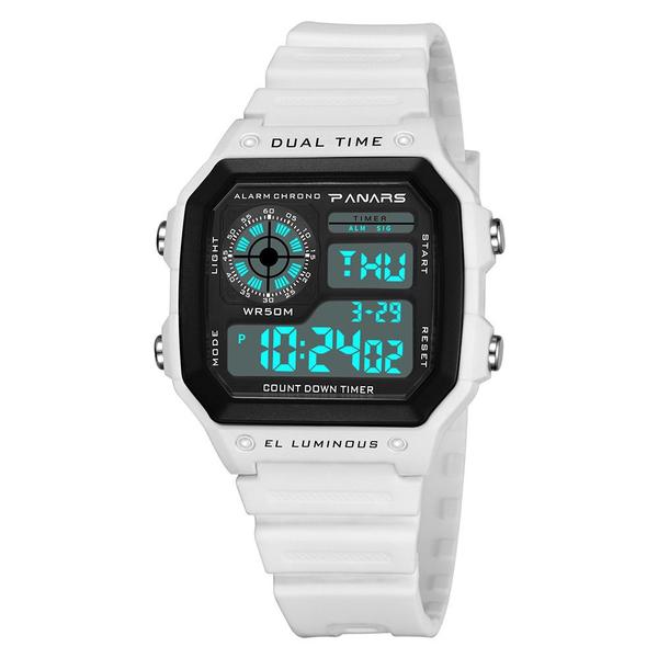 Relógio Masculino Panars 8114 Esportivo Digital Branco + NF