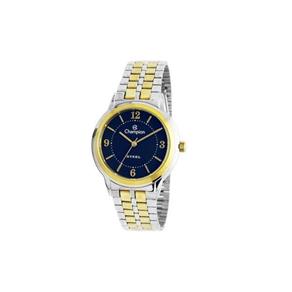 Relogio Masculino Prata e Dourado Champion Fundo Azul CA2170