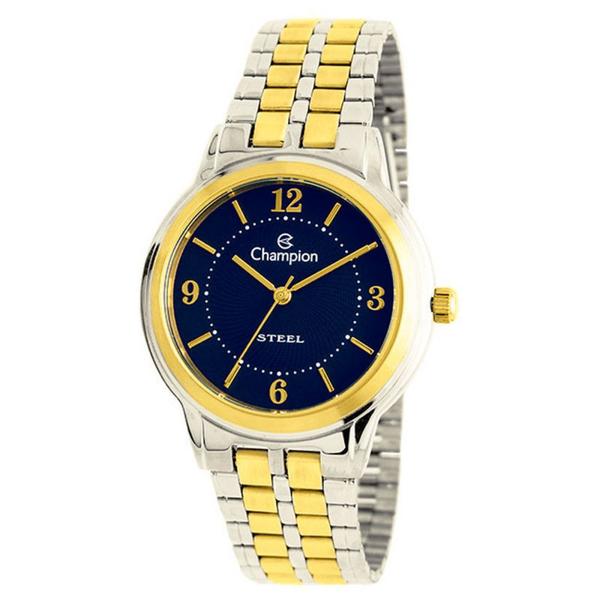 Relogio Masculino Prata e Dourado Champion Fundo Azul CA2170