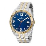 Relogio Masculino Prata e Dourado Champion Fundo Azul CA22