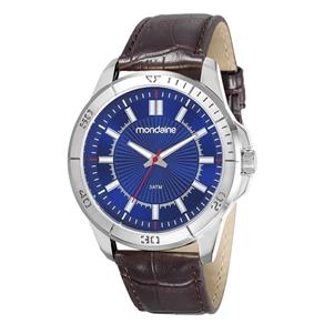 Relogio Masculino Prata Pulseira de Couro Mondaine 83447g0m