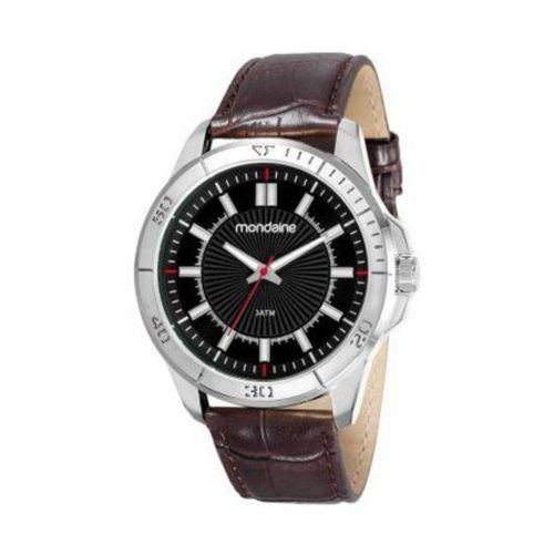 Relogio Masculino Prata Pulseira de Couro Mondaine 83447G0MV