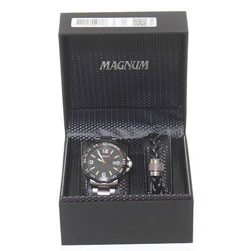 Relógio Masculino Prateado Magnum Kit Ma35020C