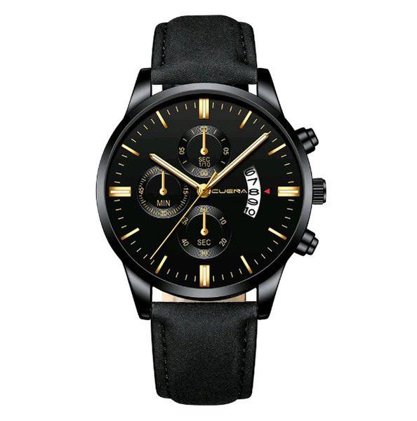 Relógio Masculino Preto Black Motion Detalhes Dourados - Cuena