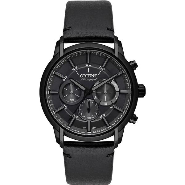 Relogio Masculino Preto Cronografo Pulseira Couro Orient