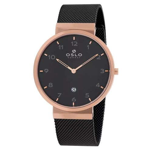 Relogio Masculino Preto e Rose Slim com Data Oslo