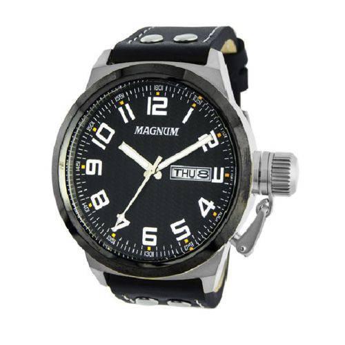 Relógio Masculino Preto Pulseira Couro Magnum Ma31765T