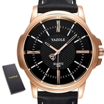 Relógio Masculino Preto Yazole 358 Bronze Couro + Estojo